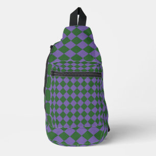 Sac À Bandoulière Motif de diamant Purple Green Checker