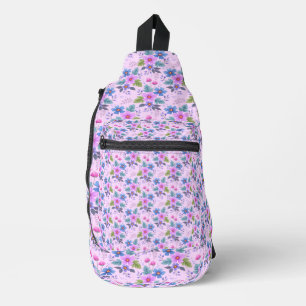 Sac À Bandoulière Motif de fleurs roses bleues violettes florales-36