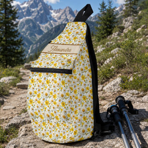 Sac À Bandoulière Motif de fleurs sauvages jaunes Monogramme Nom
