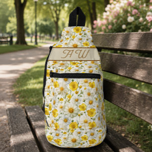 Sac À Bandoulière Motif de fleurs sauvages jaunes Monogramme Nom
