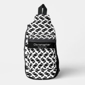 Sac À Bandoulière Motif de répétition moderne noir blanc (Recto)