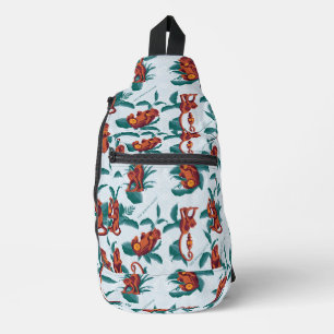 Sac À Bandoulière Motif de singes joueurs du Lotus Blanc