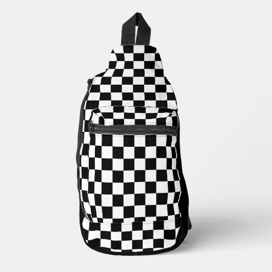 Sac À Bandoulière Motif d'échecs À damiers noir et blanc (Recto)