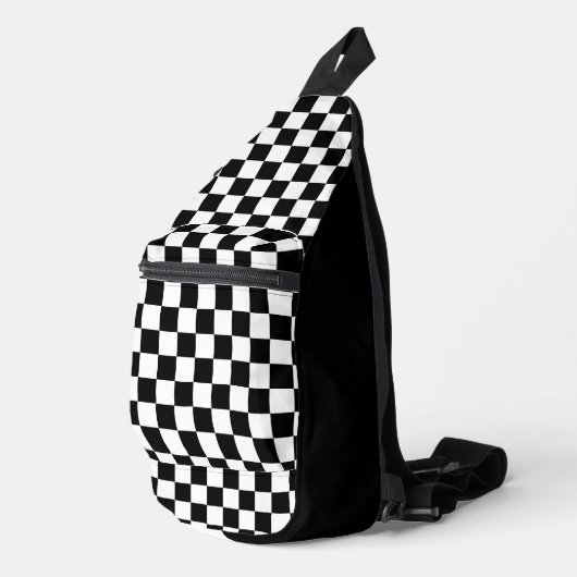 Sac À Bandoulière Motif d'échecs À damiers noir et blanc (Coin droit)