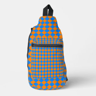Sac À Bandoulière Motif diamant à carreaux bleu orange