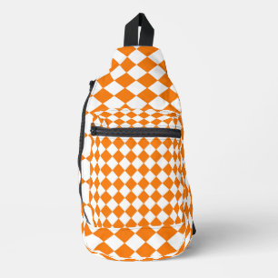 Sac À Bandoulière Motif diamant à carreaux orange et blanc
