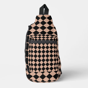 Sac À Bandoulière Motif diamant à carreaux rose noir