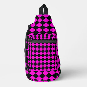 Sac À Bandoulière Motif diamant à carreaux rose noir
