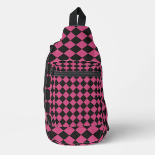 Sac À Bandoulière Motif diamant à carreaux rose noir
