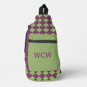Sac À Bandoulière Motif diamant à carreaux violet vert