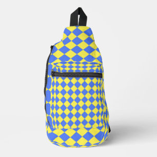 Sac À Bandoulière Motif diamant jaune bleu Checker