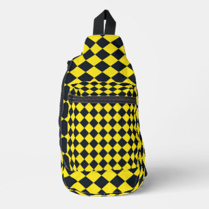Sac À Bandoulière Motif diamant jaune de damier noir
