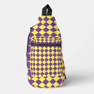 Sac À Bandoulière Motif diamant jaune pourpre Checker