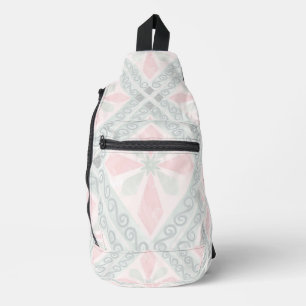 Sac À Bandoulière Motif diamant pastel vert et rose