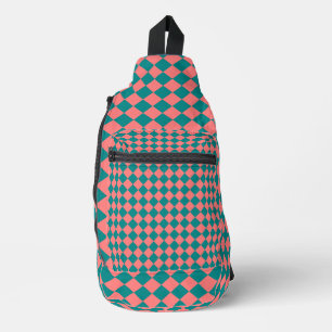 Sac À Bandoulière Motif diamant rose Cyan Checker