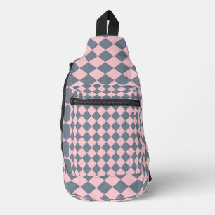 Sac À Bandoulière Motif diamant rose gris Checker