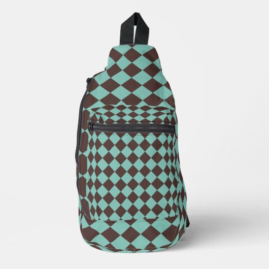 Sac À Bandoulière Motif diamant turquoise Brown Checker (Recto)