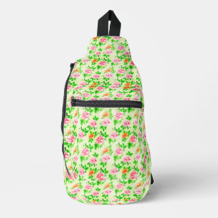Sac À Bandoulière Motif élégant de roses florales feuilles vertes-23