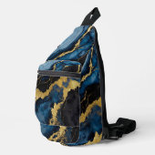 Sac À Bandoulière Motif en marbre bleu avec or (Coin droit)