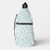 Sac À Bandoulière Motif Feuille perdu Turquoise sur blanc (Recto)