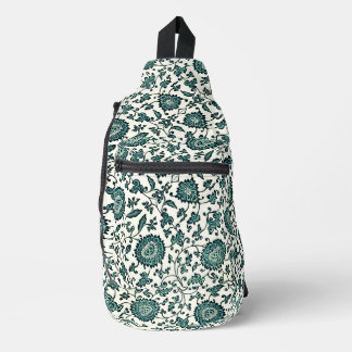 Sac À Bandoulière Motif floral chinois sarcelle et blanc vintage