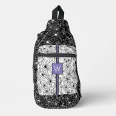 Sac À Bandoulière Motif floral noir blanc avec initiale (Recto)