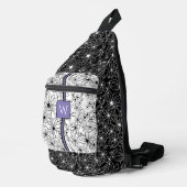 Sac À Bandoulière Motif floral noir blanc avec initiale (Coin droit)