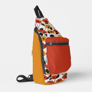 Sac À Bandoulière Motif floral rétro en gras rouge, orange et noir