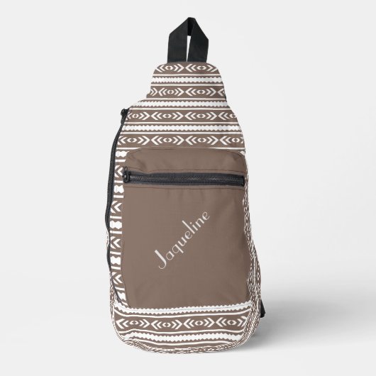 Sac À Bandoulière Motif Navajo en Brown et blanc (Recto)