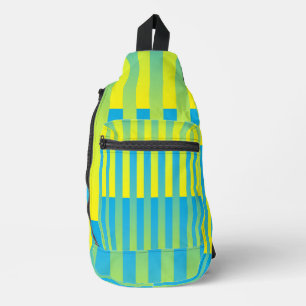 Sac À Bandoulière Motif rayé bleu jaune vert