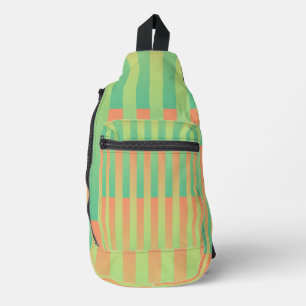 Sac À Bandoulière Motif rayé vert orange