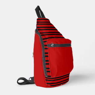 Sac À Bandoulière Motif Rayures Rouge Noir
