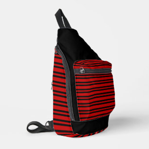 Sac À Bandoulière Motif Rayures Rouge Noir