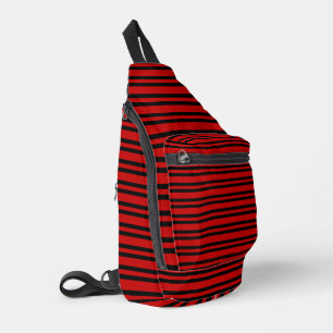 Sac À Bandoulière Motif Rayures Rouge Noir