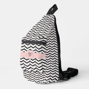 Sac À Bandoulière Noir Blanc et Chevron Blush