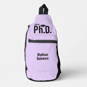 Sac À Bandoulière Nom, année et couleur personnalisés Ph.D.