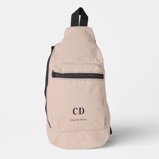 Sac À Bandoulière Nom des initiales du monogramme moderne beige (Recto)