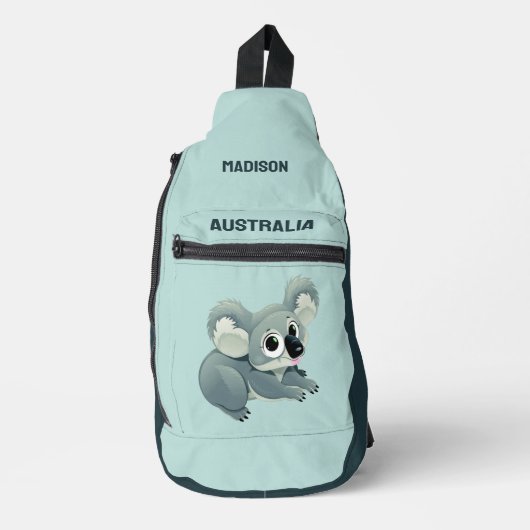Sac À Bandoulière Nom et texte personnalisés Koala (Recto)