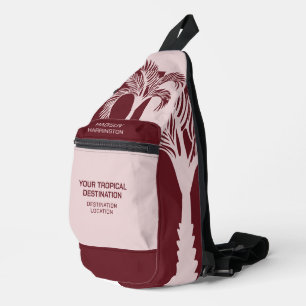 Sac À Bandoulière Nom et texte personnalisés Vacances tropicales