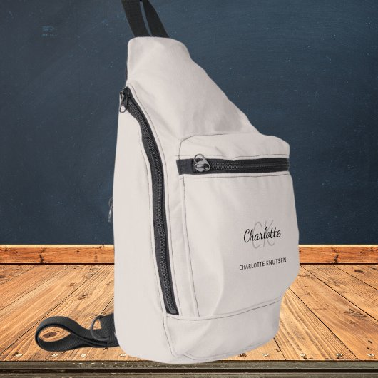 Sac À Bandoulière Nom initial du monogramme gris beige