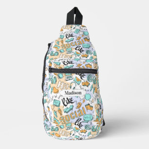 Sac À Bandoulière Nom personnalisé du Motif Social Media