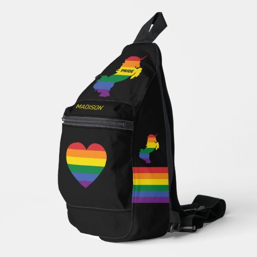 Sac À Bandoulière Nom personnalisé Gay Unicorn (Coin droit)