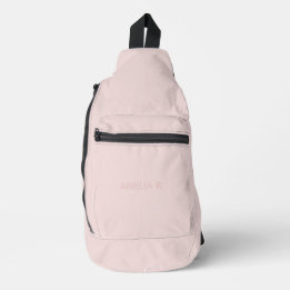 Sac À Bandoulière Nom rose subtil simple sur fond rose blush doux