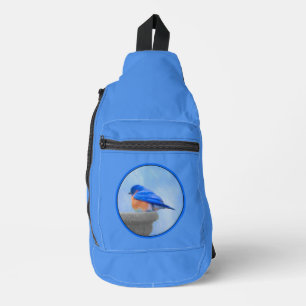 Sac À Bandoulière Oiseau bleu de l'Est sur Birdbath Art original