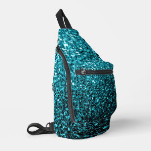Sac À Bandoulière Pailleté de fausses paillettes bleu aqua