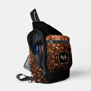 Sac À Bandoulière Paillettes de faux brillant brun bronze Monogramme