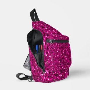 Sac À Bandoulière Paillettes fausses étincelles rose vif