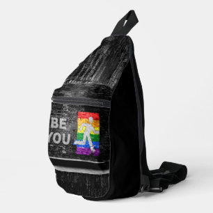 Sac À Bandoulière Panneau de couleurs de fierté arc-en-ciel urbain S