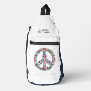 Sac À Bandoulière Panneau de paix Flower Name personnalisé