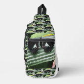 Sac À Bandoulière Papillon tropical noir et blanc (Recto)